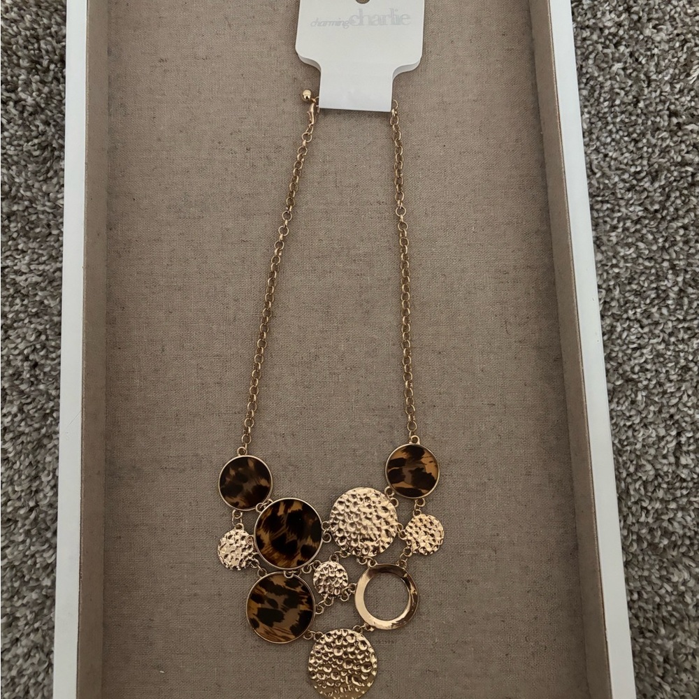 Charming Charlie Gold and Brown Layered Necklace